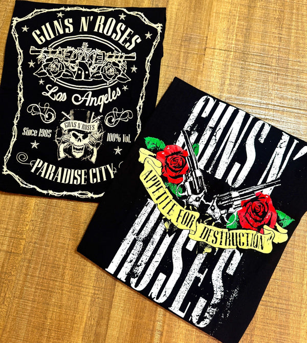 COMBO CAMISETA GUNS PARADISE+CAMISETA GUNS LETRAS