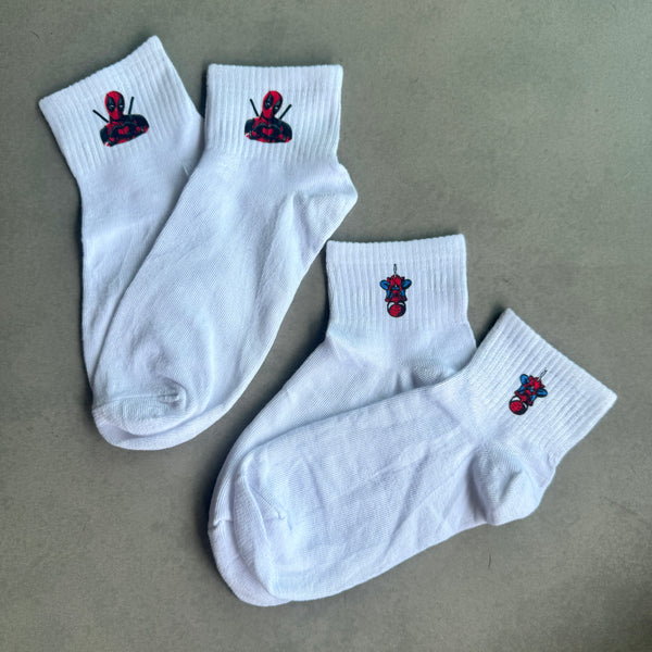 2 pares de medias Deadpool y Spiderman