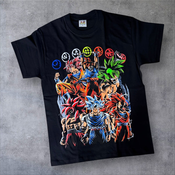 Camiseta Goku transformaciones neón (unisex)