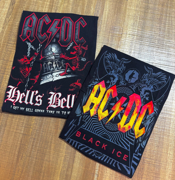 COMBO CAMISETA ACDC HELLS BELL+CAMISETA ACDC BLACK ICE